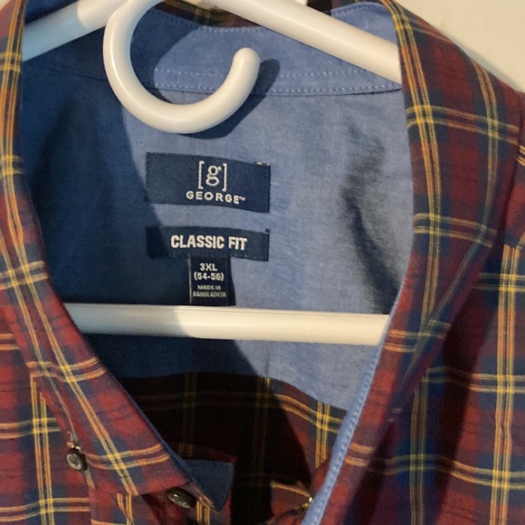 George Plaid y2k ClassicBolo Fit Man Button Down Boho Shirt Long Sleeve Size 3XL - Picture 6 of 10